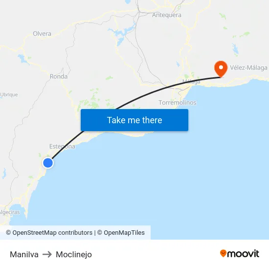 Manilva to Moclinejo map