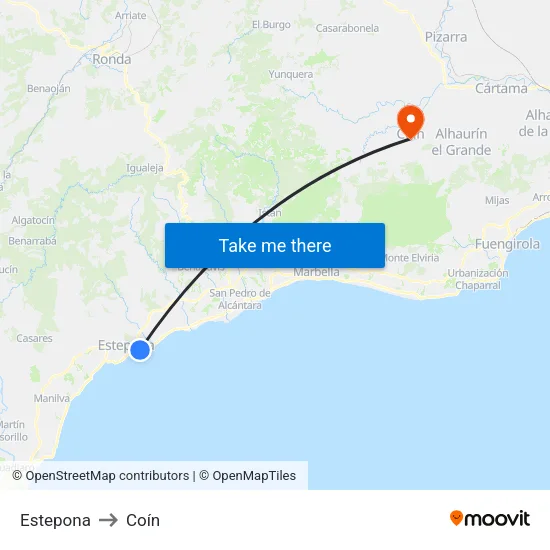 Estepona to Coín map