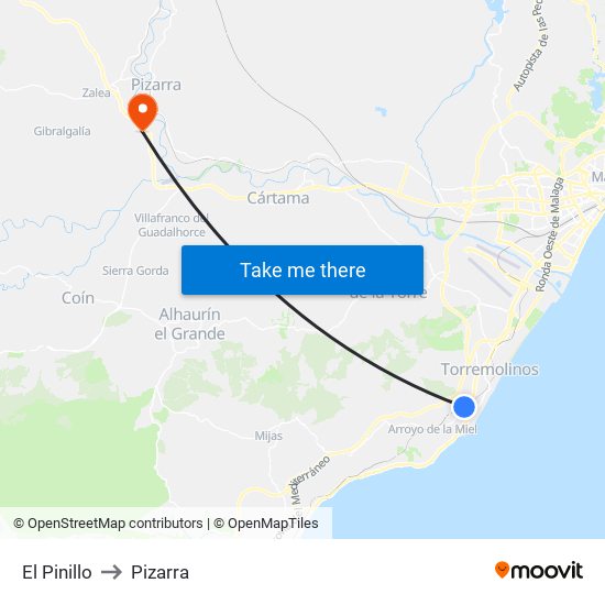 El Pinillo to Pizarra map