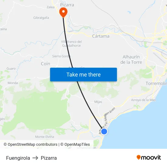 Fuengirola to Pizarra map
