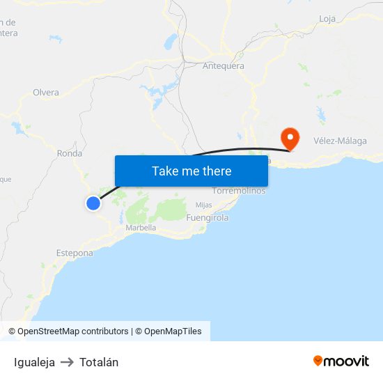 Igualeja to Totalán map