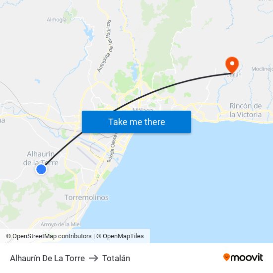 Alhaurín De La Torre to Totalán map