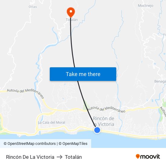 Rincón De La Victoria to Totalán map
