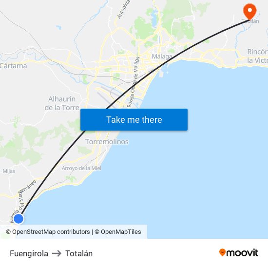 Fuengirola to Totalán map