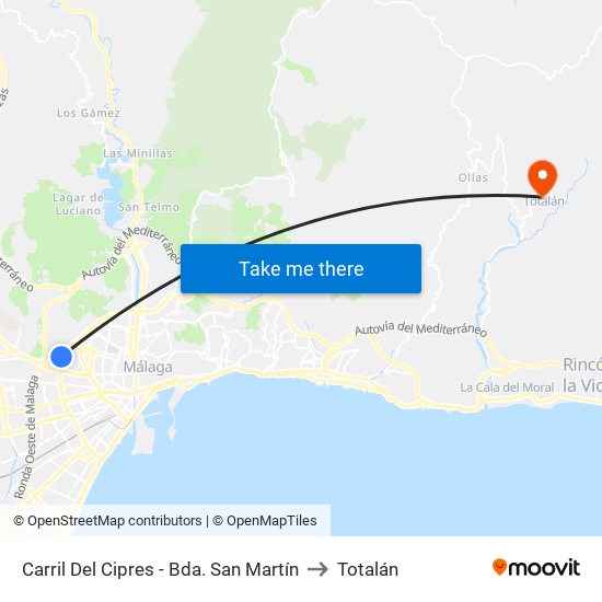 Carril Del Cipres - Bda. San Martín to Totalán map