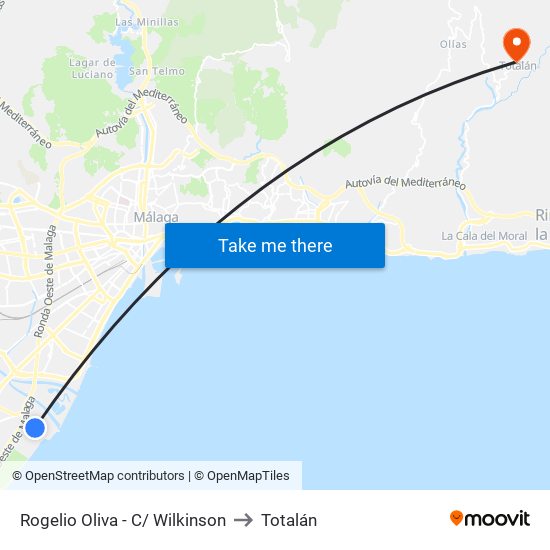 Rogelio Oliva - C/ Wilkinson to Totalán map