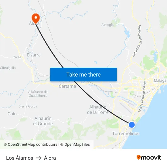 Los Álamos to Álora map