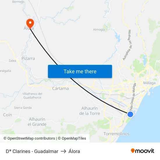 Dª Clarines - Guadalmar to Álora map