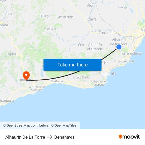 Alhaurín De La Torre to Benahavís map