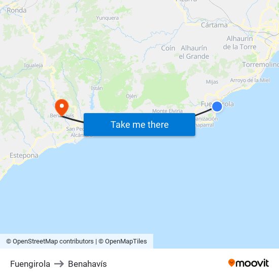 Fuengirola to Benahavís map