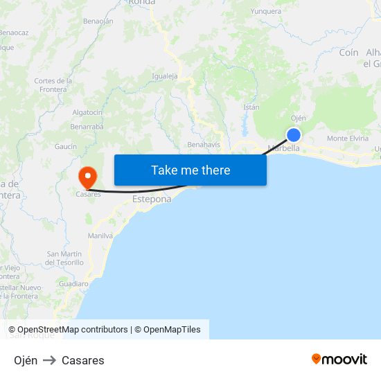 Ojén to Casares map