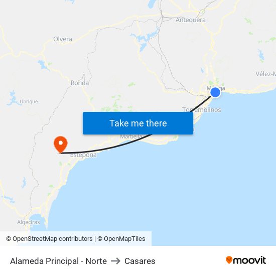 Alameda Principal - Norte to Casares map