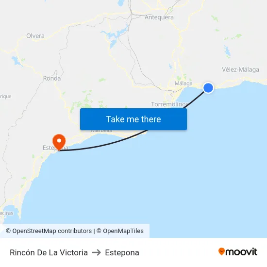 Rincón De La Victoria to Estepona map
