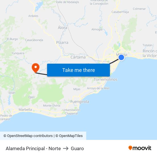 Alameda Principal - Norte to Guaro map