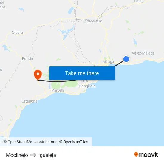 Moclinejo to Igualeja map