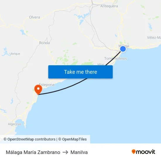 Málaga María Zambrano to Manilva map