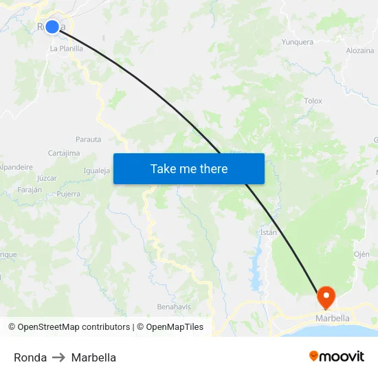 Ronda to Marbella map
