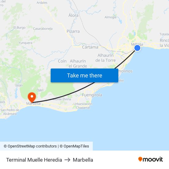 Terminal Muelle Heredia to Marbella map