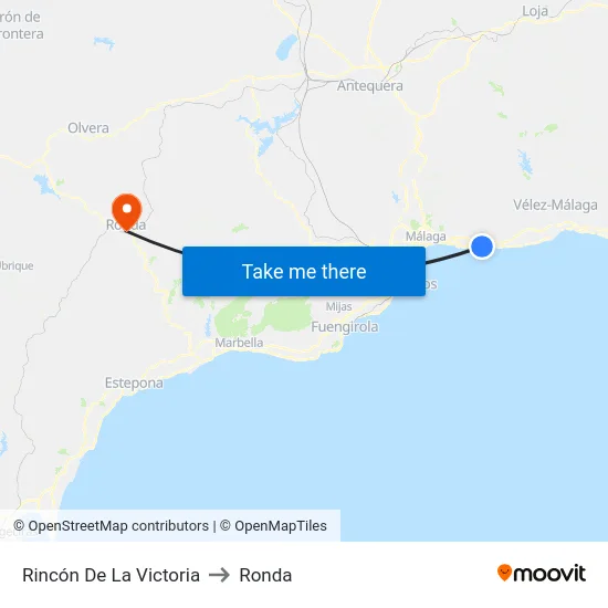 Rincón De La Victoria to Ronda map