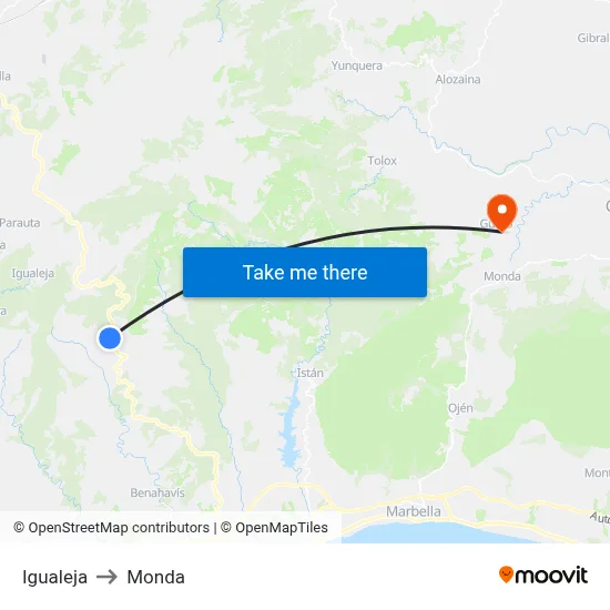 Igualeja to Monda map