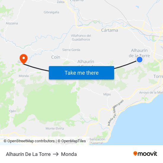 Alhaurín De La Torre to Monda map