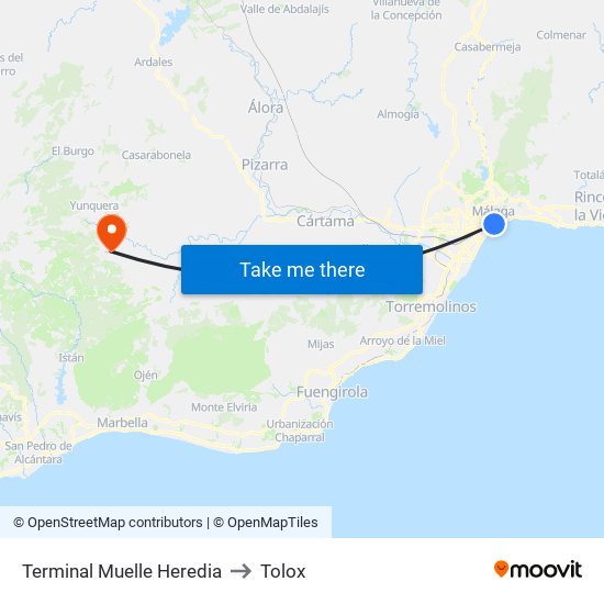 Terminal Muelle Heredia to Tolox map