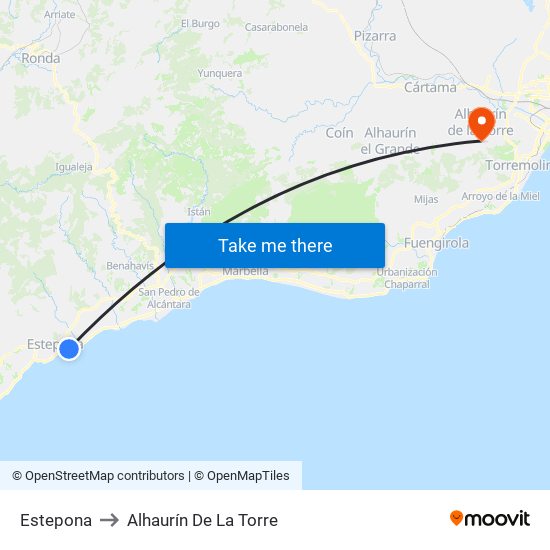 Estepona to Alhaurín De La Torre map