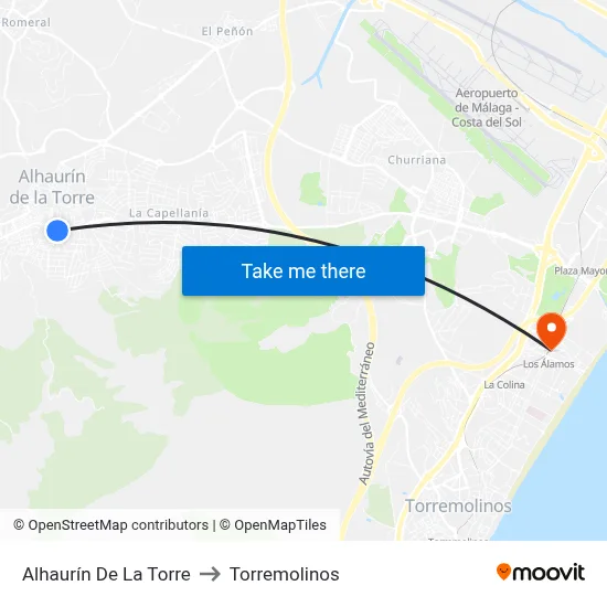 Alhaurín De La Torre to Torremolinos map