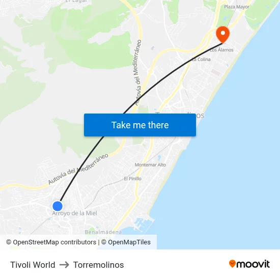 Tivoli World to Torremolinos map