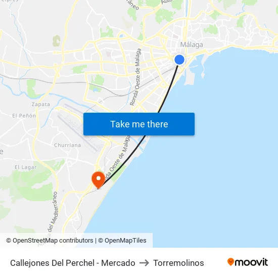 Callejones Del Perchel - Mercado to Torremolinos map