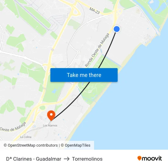 Dª Clarines - Guadalmar to Torremolinos map