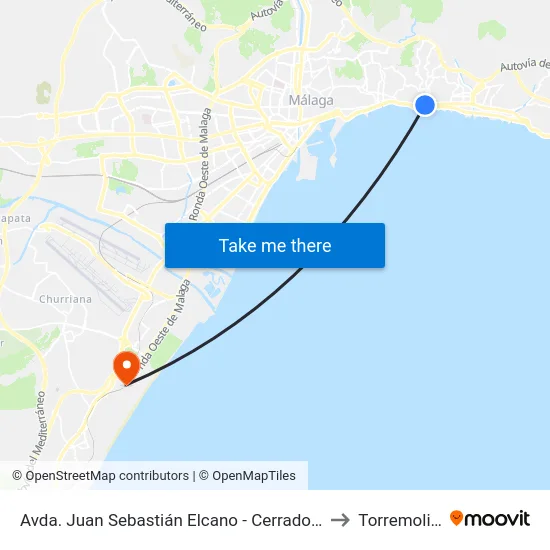 Avda. Juan Sebastián Elcano - Cerrado Calderón to Torremolinos map