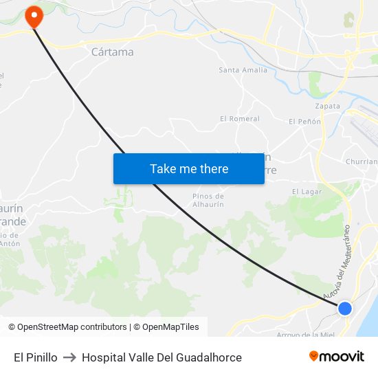El Pinillo to Hospital Valle Del Guadalhorce map