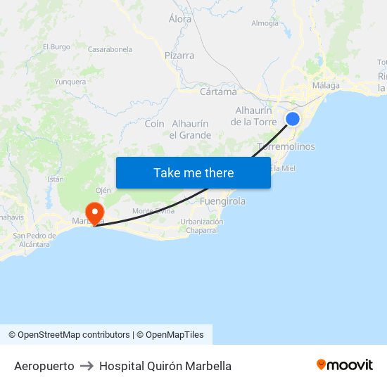 Aeropuerto to Hospital Quirón Marbella map