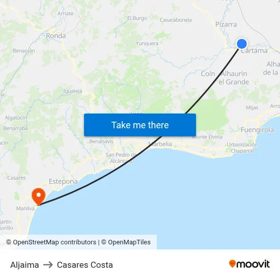 Aljaima to Casares Costa map