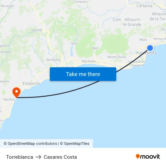 Torreblanca to Casares Costa map