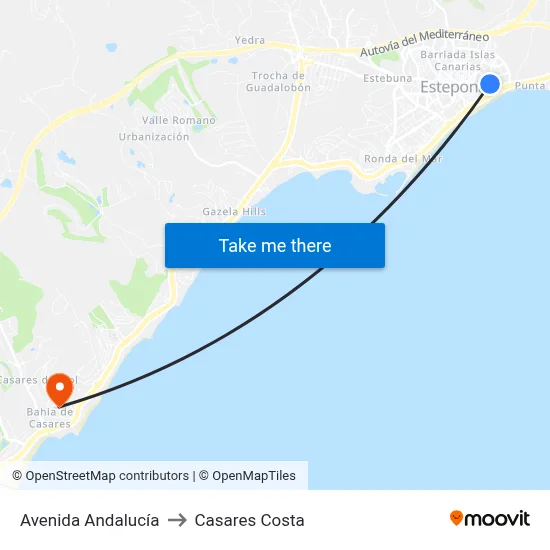 Avenida Andalucía to Casares Costa map