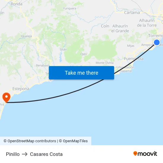 Pinillo to Casares Costa map