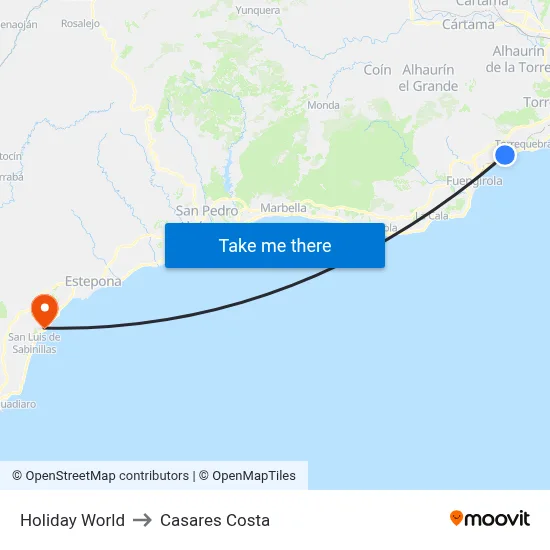Holiday World to Casares Costa map