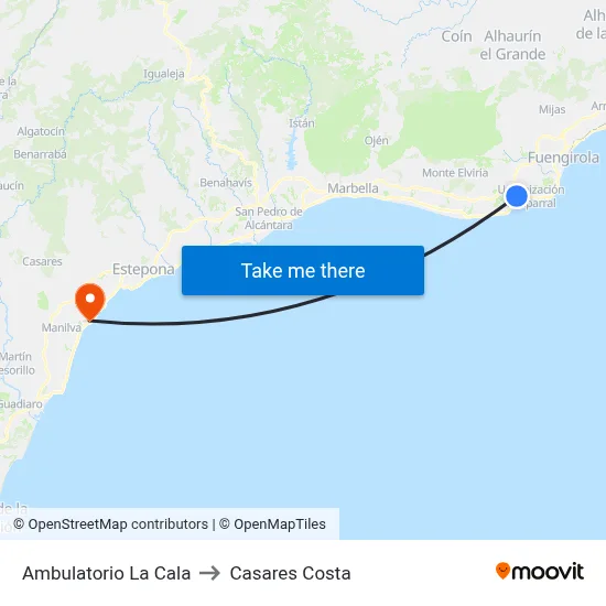 Ambulatorio La Cala to Casares Costa map