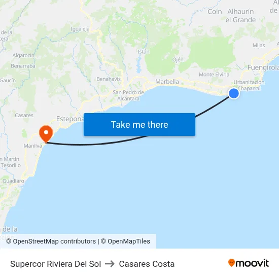 Supercor Riviera Del Sol to Casares Costa map