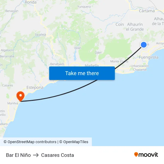 Bar El Niño to Casares Costa map