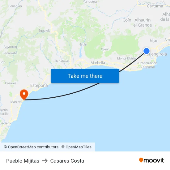 Pueblo Mijitas to Casares Costa map