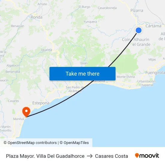 Plaza Mayor. Villa Del Guadalhorce to Casares Costa map