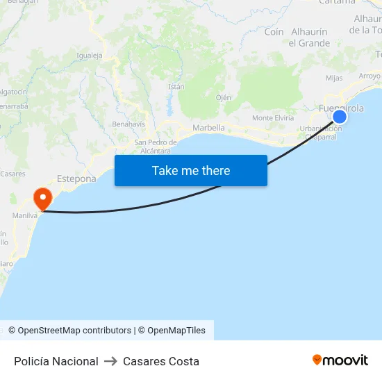 Policía Nacional to Casares Costa map