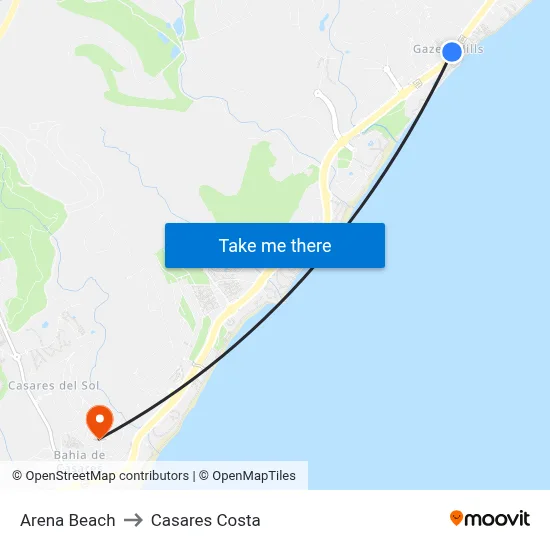 Arena Beach to Casares Costa map