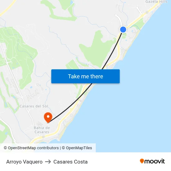 Arroyo Vaquero to Casares Costa map