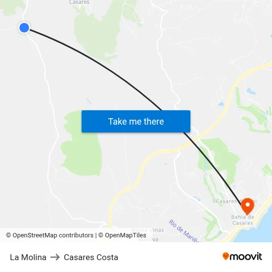 La Molina to Casares Costa map