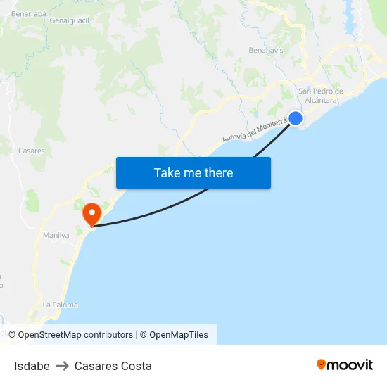 Isdabe to Casares Costa map