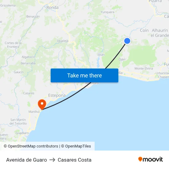 Avenida de Guaro to Casares Costa map